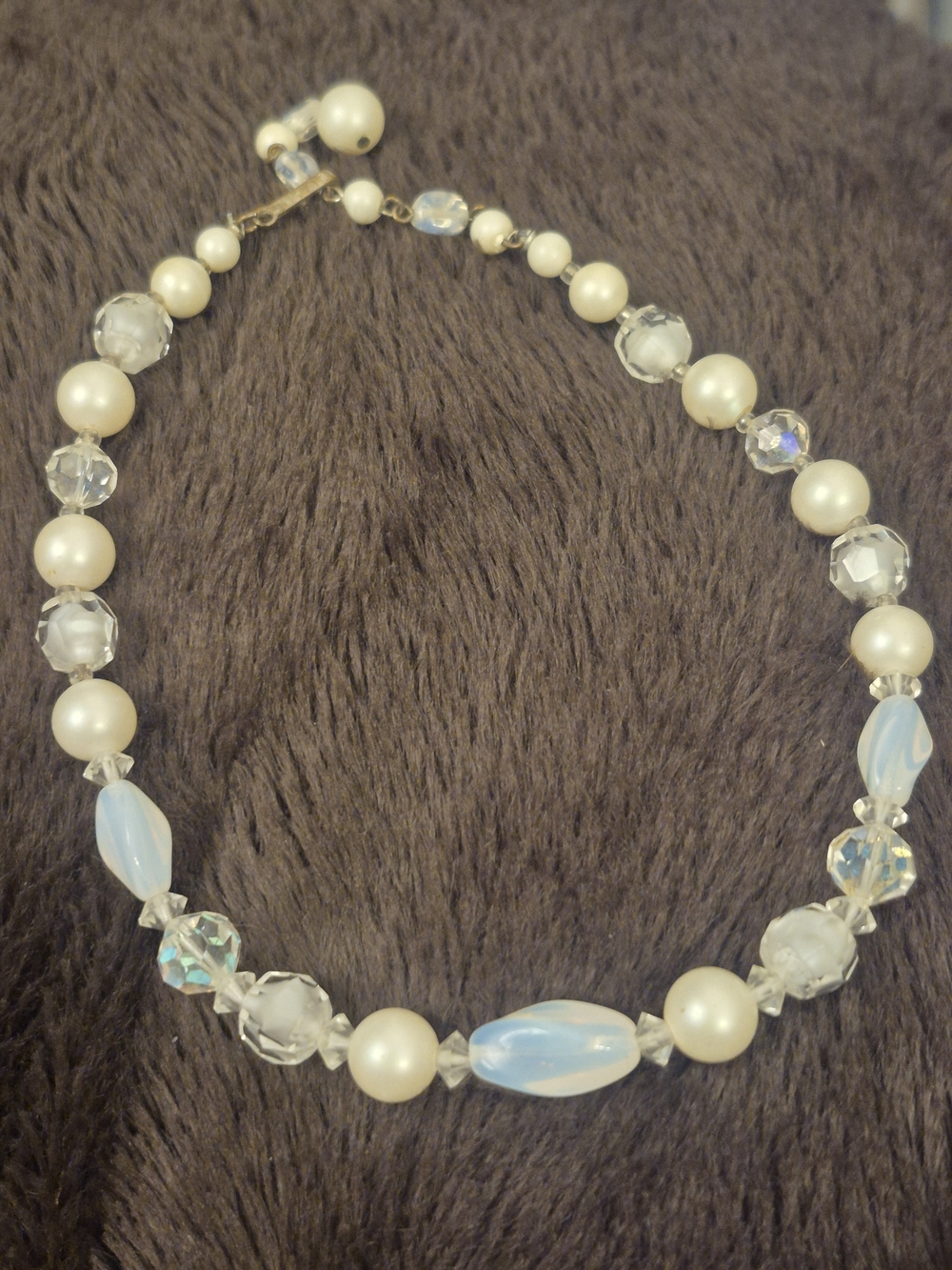 Laguna Vintage Faux Pearl, AB Crystal & Iridescent Acrylic Bead Necklace Choker
